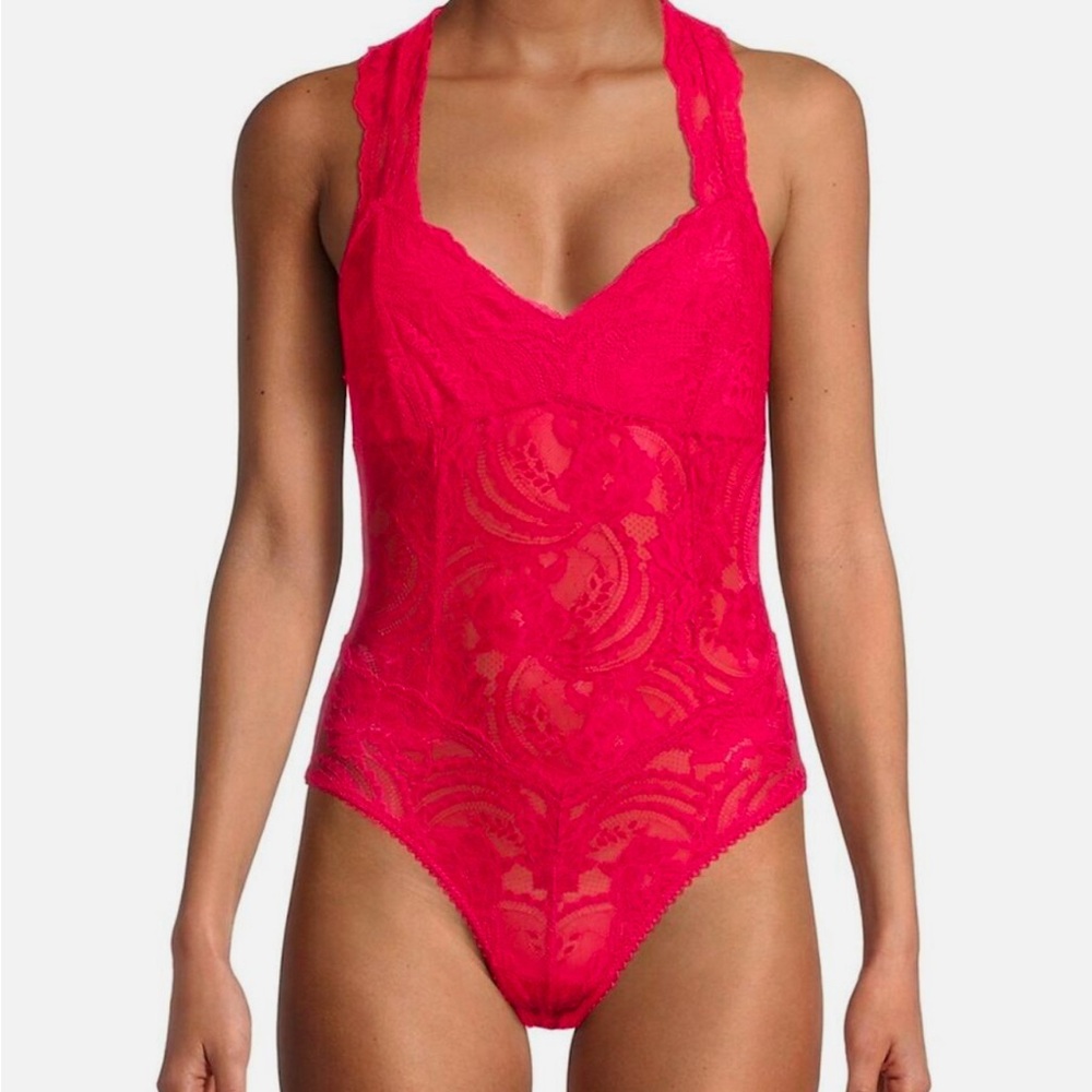 Intimately Free People hot cherry lace bodysuit NWT - size XS